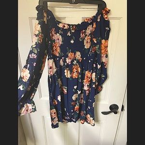 EUC off shoulder blue floral dress